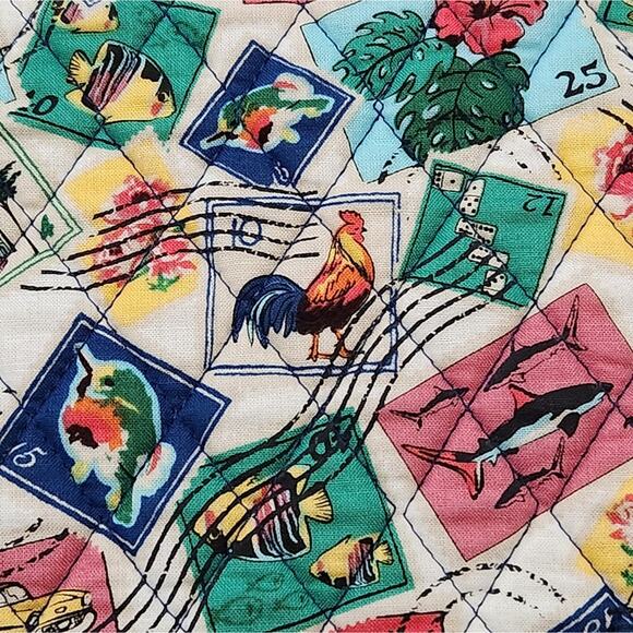 Vera Bradley Cuban Stamps Triple Zip Crossbody Bag Purse - Picture 4 of 12